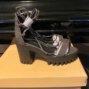 PUBLIC DESIRE CLEATED PLATFORM BLOCK HEEL